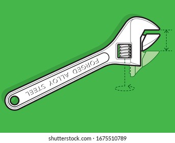 Adjustable wrench spanner with annotations