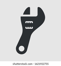 Adjustable wrench or spanner. Fine vector icon