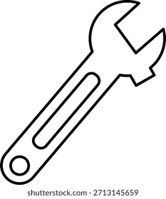 Icono de línea de herramienta de reparación de llave inglesa ajustable