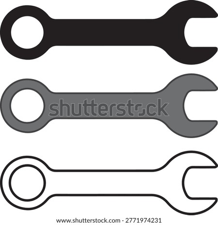 Adjustable wrench spanner tool icon vector