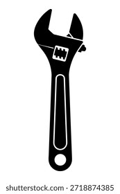 Adjustable wrench tool icon. Plumbing repair wrench sign.