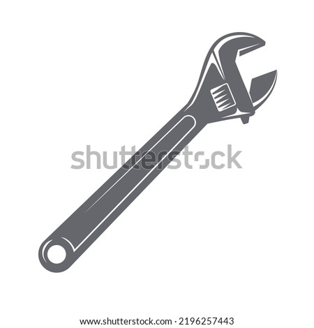 Adjustable wrench tool icon. Repair wrench sign, vector illustration