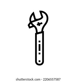 adjustable wrench tool line icon vector. adjustable wrench tool sign. isolated contour symbol black illustration