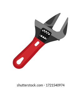 Adjustable wrench tool vector flat illustration