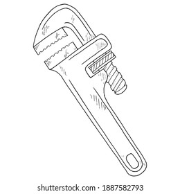 Herramienta de llave ajustable. Vector ajustable de la llave de contacto.