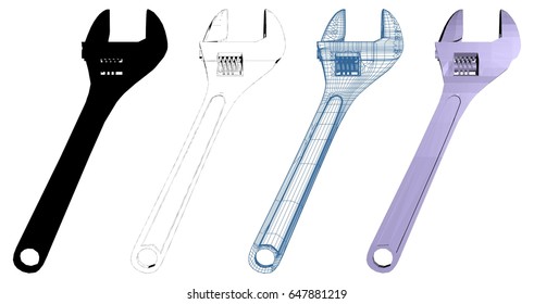 Adjustable Wrench Vector