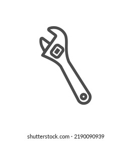 Llave ajustable, símbolo de herramienta de construcción y reparación de vectores