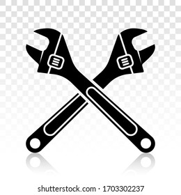 adjustable wrench vector flat icons on a transparent background