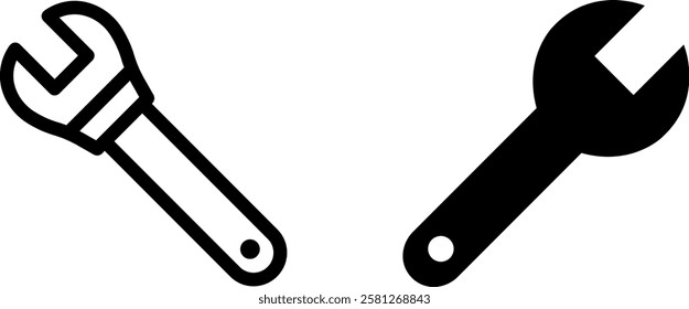 "Adjustable Wrench Vector Icon Set"