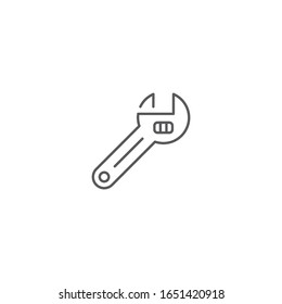 Herramientas de símbolo del icono del vector de llave ajustable aisladas en fondo blanco