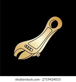 Projeto de ilustração de vetor de chave ajustável em preto e ouro. Silhueta de chave ajustável.