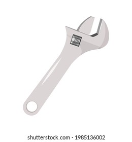 Adjustable wrench vector illustration. Hand tool for repair isolated on white background.