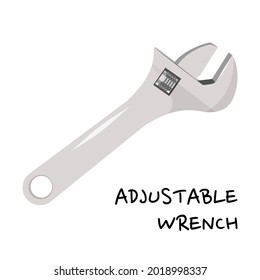 Adjustable wrench vector illustration. Hand tool for repair isolated on white background.