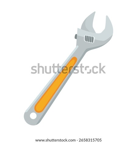 Adjustable wrench vector illustration, hand tool for repair, mechanic, and engineering design. Wrench clip art