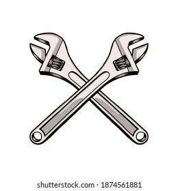 ilustración de vector de llave ajustable de la colección de herramientas. llave ajustable de la celebración del día laboral. para el símbolo de construcción o reparación. diseño francés aislado en fondo blanco.