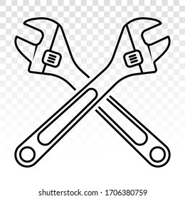 adjustable wrench vector line art icons on a transparent background