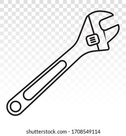 adjustable wrench vector line art icons on a transparent background