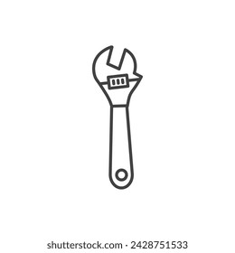 Adjustable Wrench Vector Line Icon Illustration.