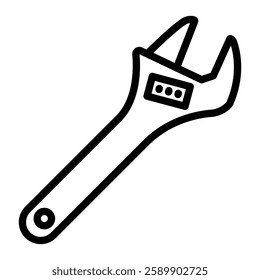 Adjustable Wrench Vector Line Icon Design For Personal And Commercial Use