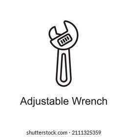 Adjustable Wrench vector Outline Icon Design illustration. Home Improvements Symbol on White background EPS 10 File