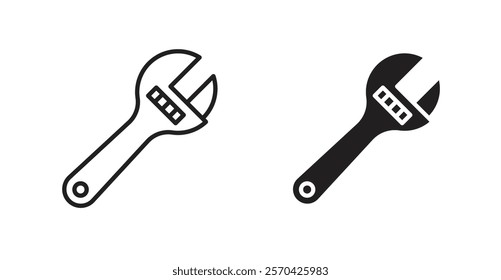 Adjustable wrench vector web icons set