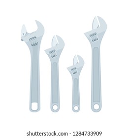 Adjustable wrench.  Water Pump pliers realistic illustrations set.