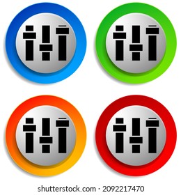 Adjuster, slider, tuner, fader bars with levers, knobs