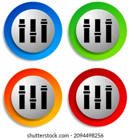 Adjuster, slider, tuner, fader bars with levers, knobs