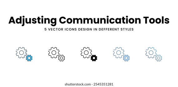 Ajustando ferramentas de comunicação ícones de vetor estilo diferente ilustração de estoque de vetor