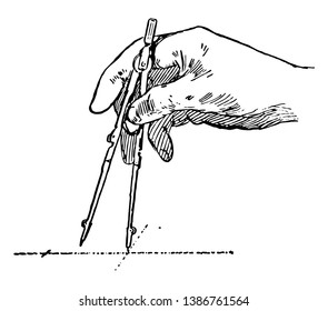 Adjusting the Compass from a small to large radius, wide or pointing in the wrong direction, neutralize the boat's magnetism, vintage line drawing or engraving illustration.