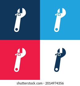 Ajuste del conjunto de iconos mínimos de cuatro colores azul y rojo de la herramienta de llave