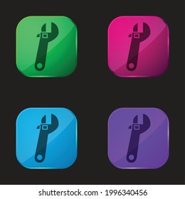 Adjusting Wrench Tool four color glass button icon