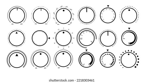 Einstellrad. Rotary-Dialekte mit runder Skala mit Drehknopf und Rundregler