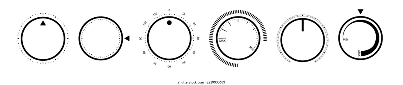 Einstellrad. Rotary-Dialekte mit runder Skala mit Drehknopf und Rundregler