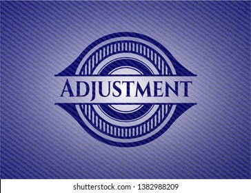 Adjustment emblem with jean texture. Vector Illustration. Detailed.