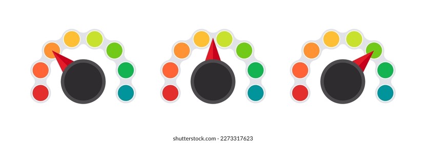 Adjustment Grip. Knob, rotary dials with round scale and round controller. Vector images