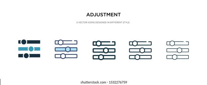 adjustment icon in different style vector illustration. two colored and black adjustment vector icons designed in filled, outline, line and stroke style can be used for web, mobile, ui