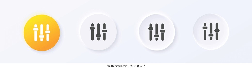 Adjustment icon. Neumorphism round style button design vector