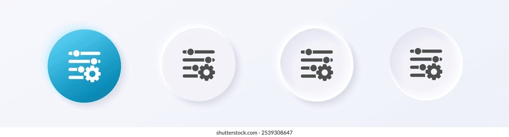 Icono de ajuste. Neumorfismo Vector de diseño de Botón de estilo redondo