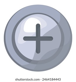 Adjustment knob icon illustration in vector plus symbol control design isolated on white background