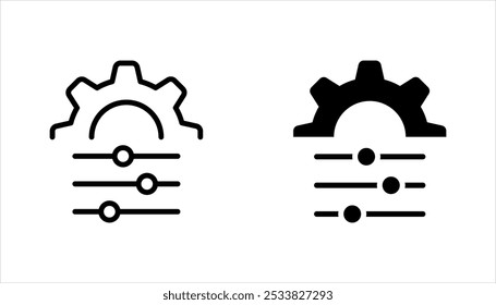 Ajuste o conjunto de ícones lineares. Alterações pessoais. Regulamentação do sistema. Mudar o nível. ilustração vetorial no fundo branco