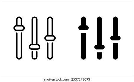 Ajuste o conjunto de ícones lineares. Alterações pessoais. Regulamentação do sistema. Mudar o nível. ilustração vetorial no fundo branco