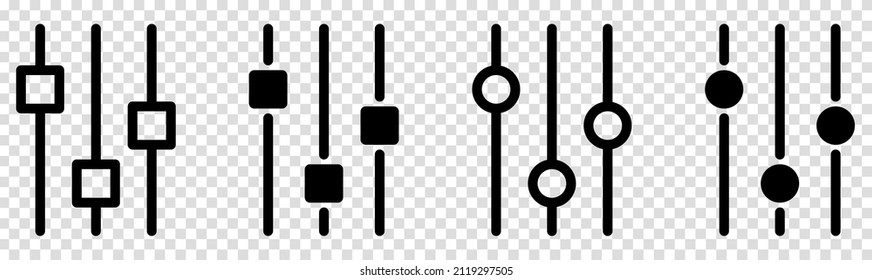Adjustment music icon. Control panel slide sign. Vector illustration isolated on transparent background