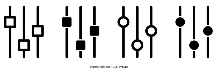 Einstellen des Musiksymbolsatzes. Schild für die Objektrutsche. Vektorgrafik einzeln auf weißem Hintergrund