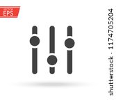 Adjustment music icon. Volume panel sign. Audio mixer adjusting symbol. Sound balance illustration. Level tuner emblem. Musical setting switch concept. Studio mixing label.