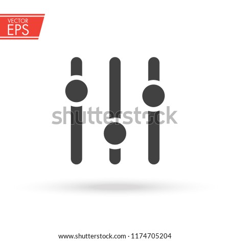 Adjustment music icon. Volume panel sign. Audio mixer adjusting symbol. Sound balance illustration. Level tuner emblem. Musical setting switch concept. Studio mixing label.