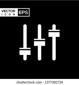 Adjustment music level icon. Volume panel sign in flat design isolated on black background.