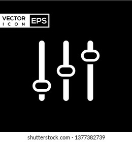 Adjustment music level icon. Volume panel sign in flat design isolated on black background.