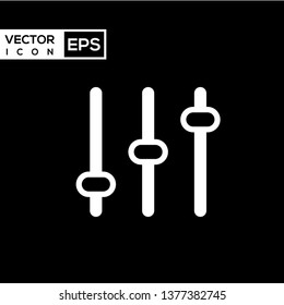 Adjustment music level icon. Volume panel sign in flat design isolated on black background.