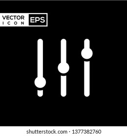 Adjustment music level icon. Volume panel sign in flat design isolated on black background.